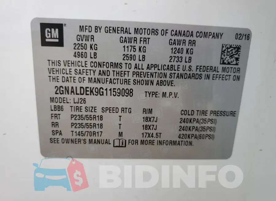 2GNALDEK9G1159098 Photo# 13