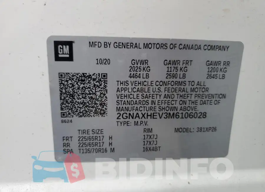 2GNAXHEV3M6106028 Photo# 13