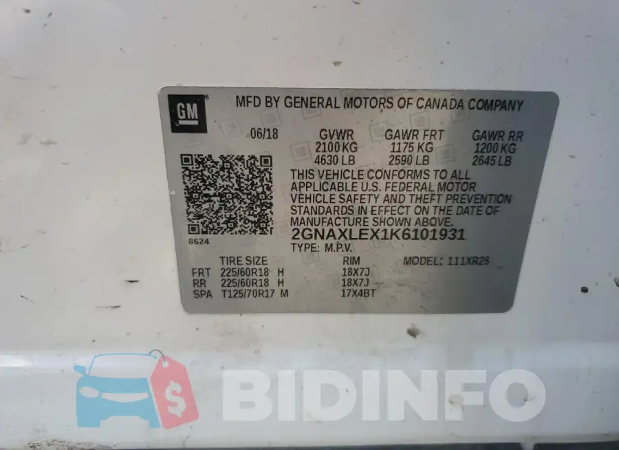 2GNAXLEX1K6101931 Photo# 13
