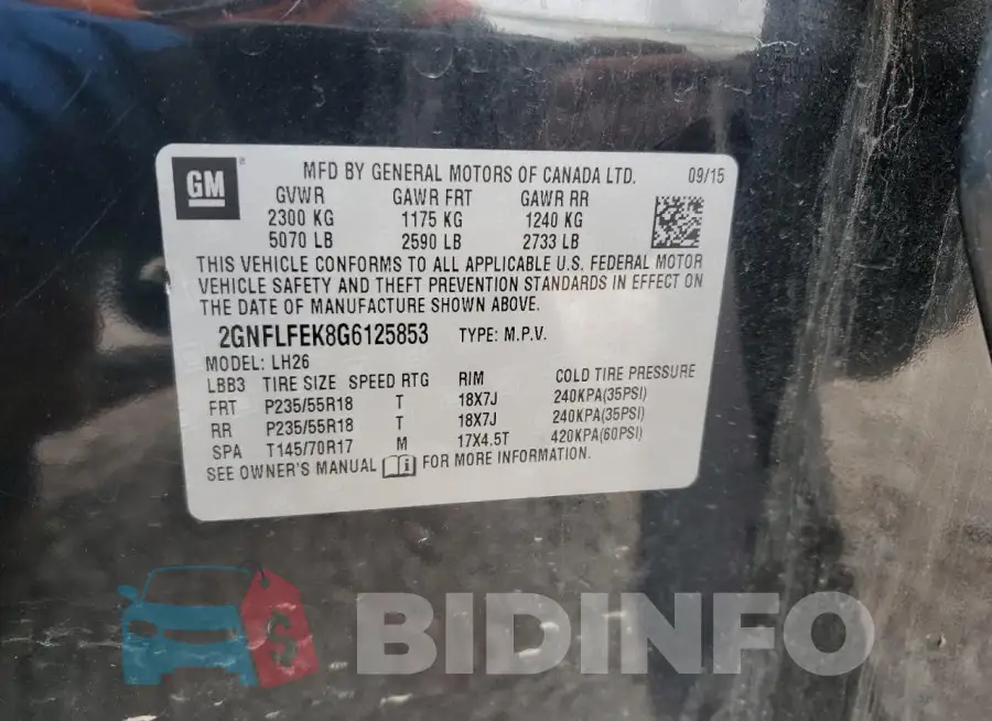 2GNFLFEK8G6125853 Photo# 13