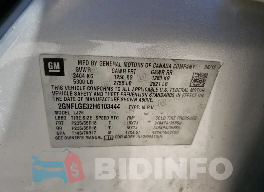 2GNFLGE32H6103444 Photo# 13