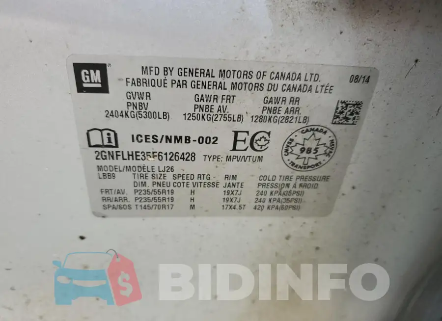 2GNFLHE35F6126428 Photo# 14