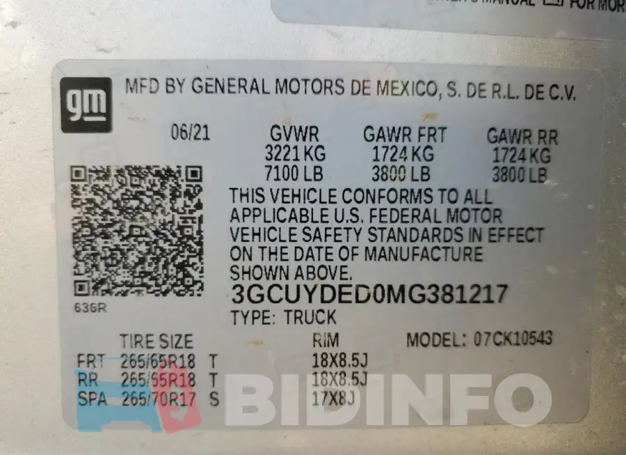 3GCUYDED0MG381217 Photo# 12