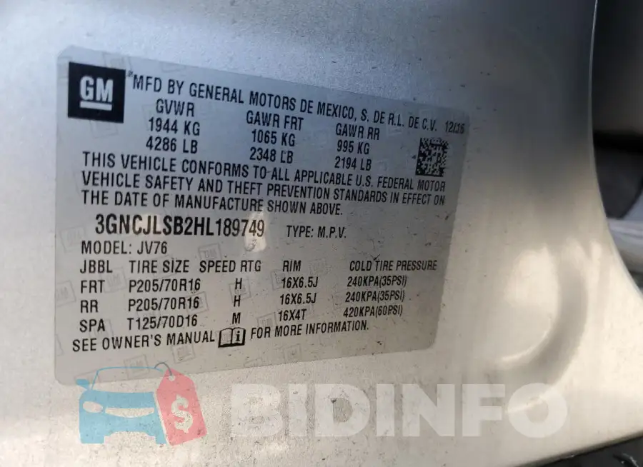 3GNCJLSB2HL189749 Photo# 13