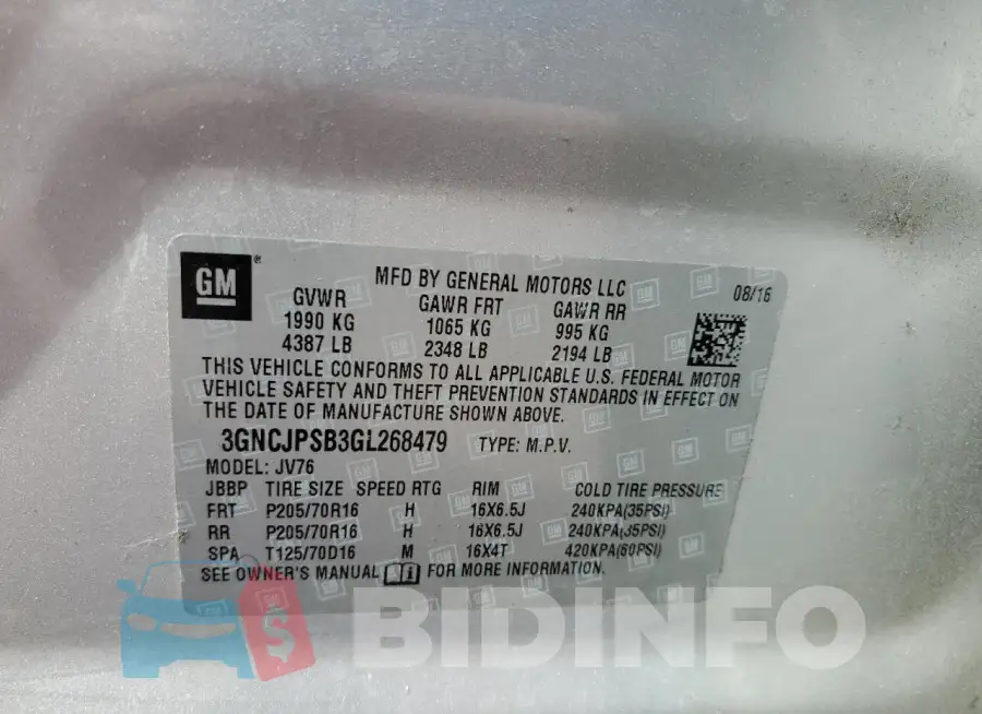 3GNCJPSB3GL268479 Photo# 13