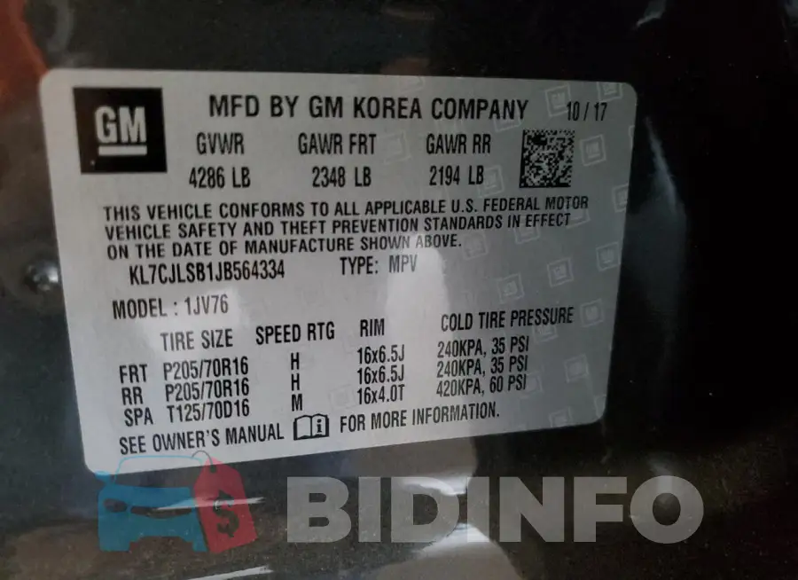 KL7CJLSB1JB564334 Photo# 12