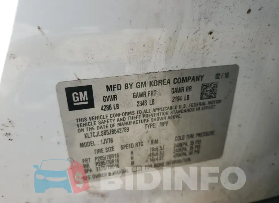 KL7CJLSB5JB642789 Photo# 12