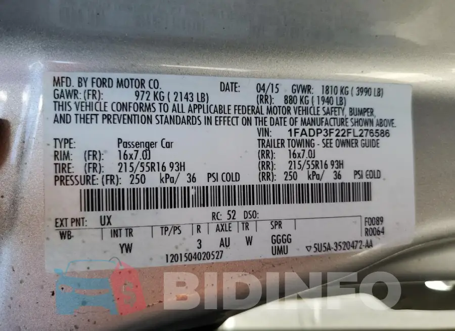 1FADP3F22FL276586 Photo# 12