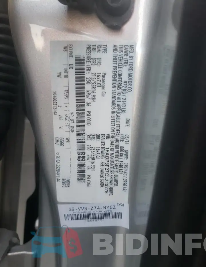 1FADP3F27GL346276 Photo# 13