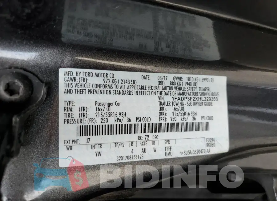 1FADP3F2XHL329358 Photo# 12