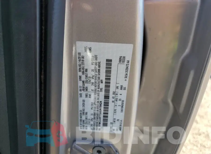1FMCU0F73JUA18424 Photo# 12
