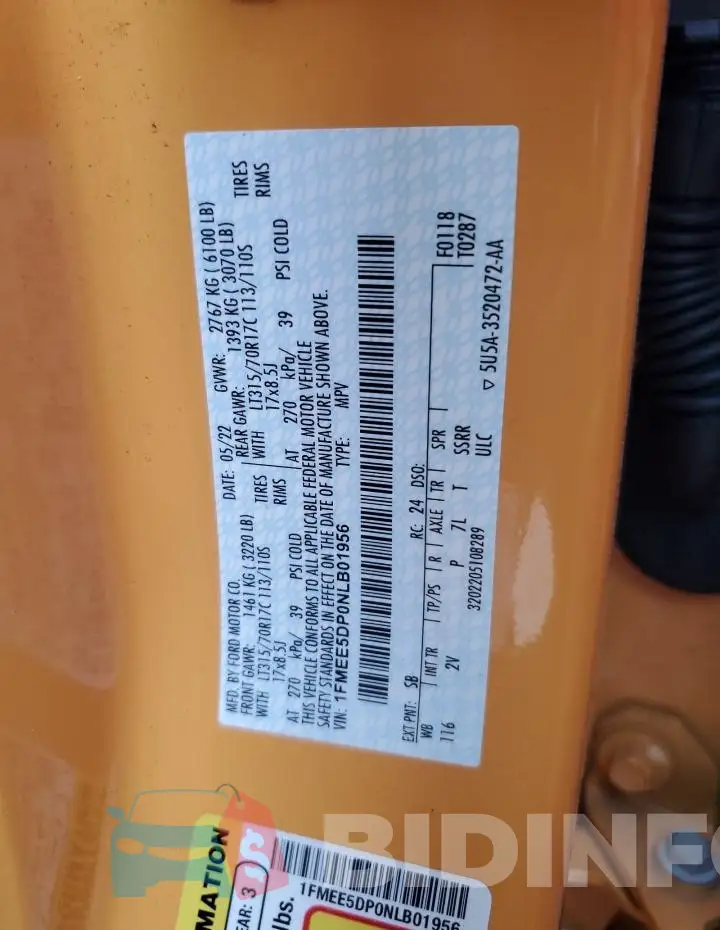1FMEE5DP0NLB01956 Photo# 13