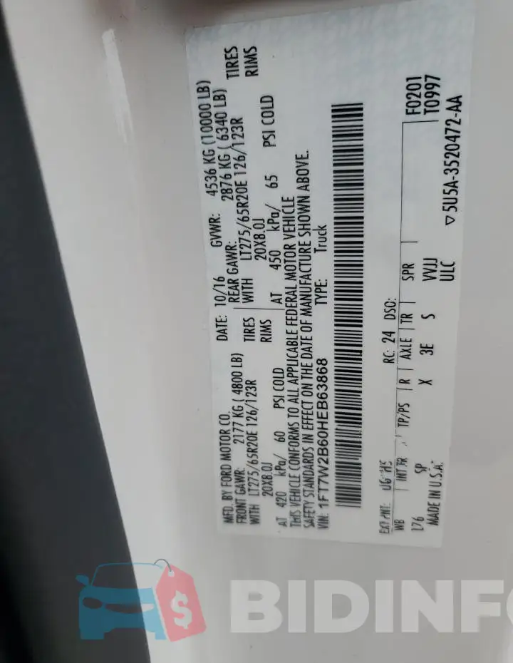 1FT7W2B60HEB63868 Photo# 13