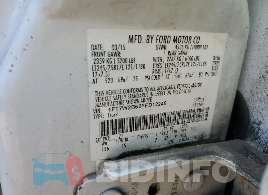 1FT7W2B62FED12245 Photo# 12