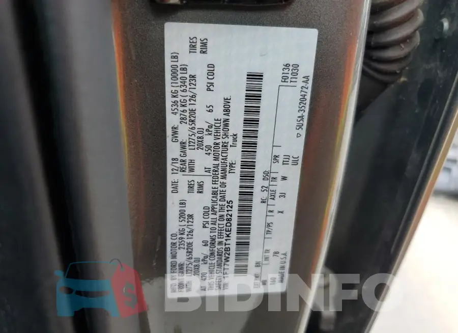 1FT7W2BT1KED82125 Photo# 13
