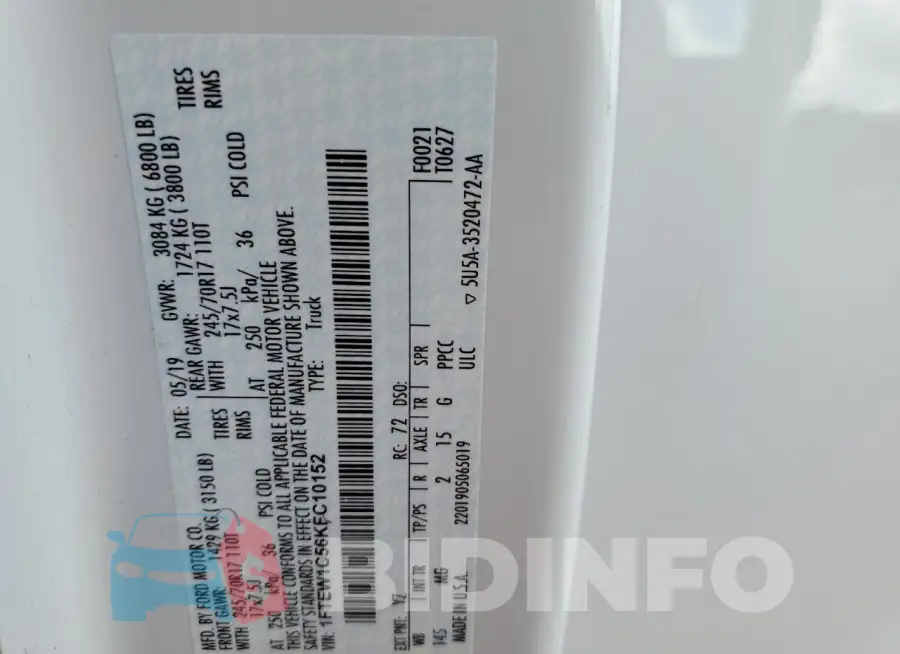 1FTEW1C56KFC10152 Photo# 12