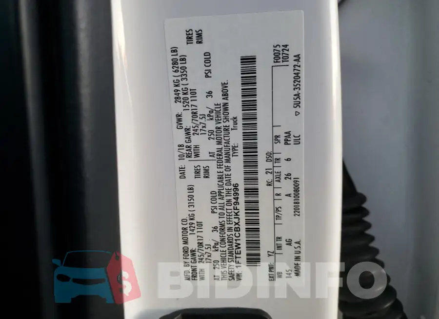 1FTEW1CBXJKF94996 Photo# 13