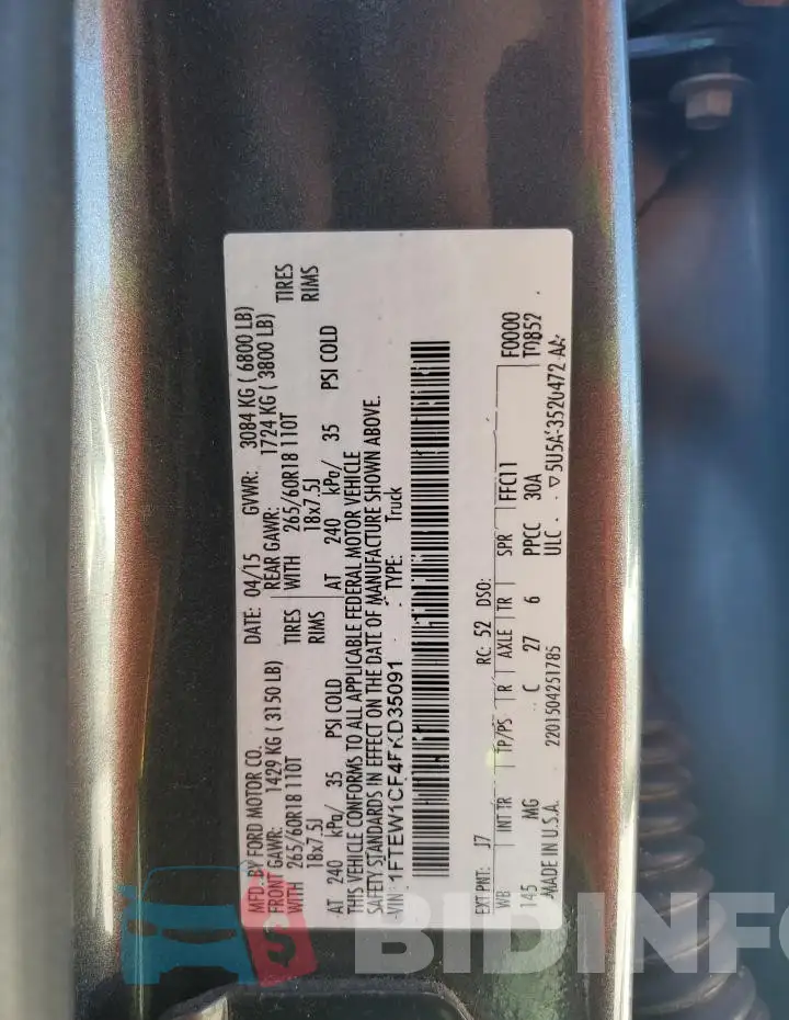 1FTEW1CF4FKD35091 Photo# 12
