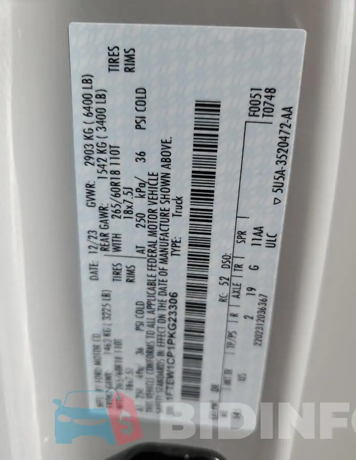 1FTEW1CP1PKG23306 Photo# 12
