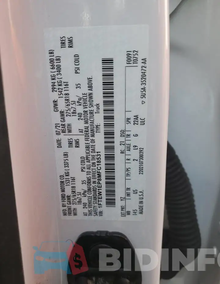 1FTEW1EP8MFC18531 Photo# 12
