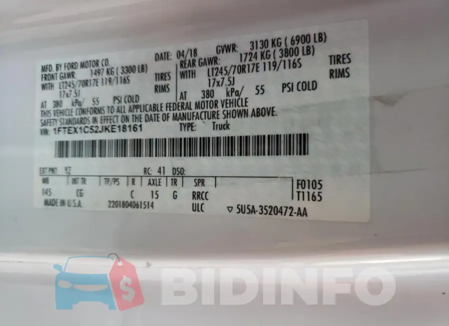 1FTEX1C52JKE18161 Photo# 12