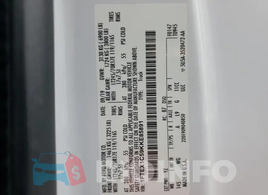 1FTEX1C59KKE85891 Photo# 12