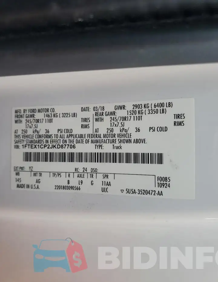 1FTEX1CP2JKD87706 Photo# 12