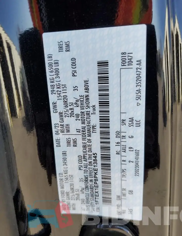 1FTEX1EP8PKE13845 Photo# 13