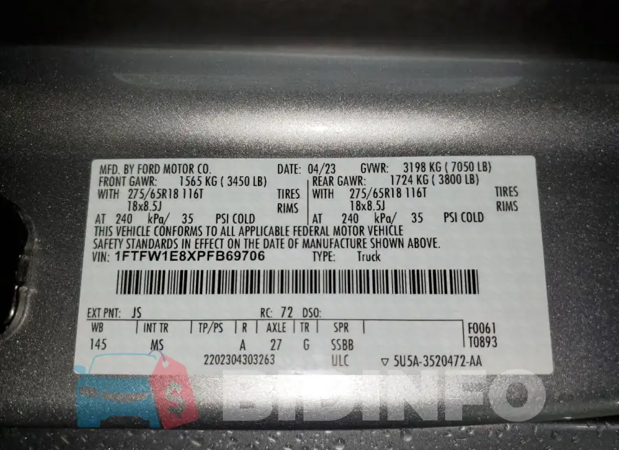 1FTFW1E8XPFB69706 Photo# 13