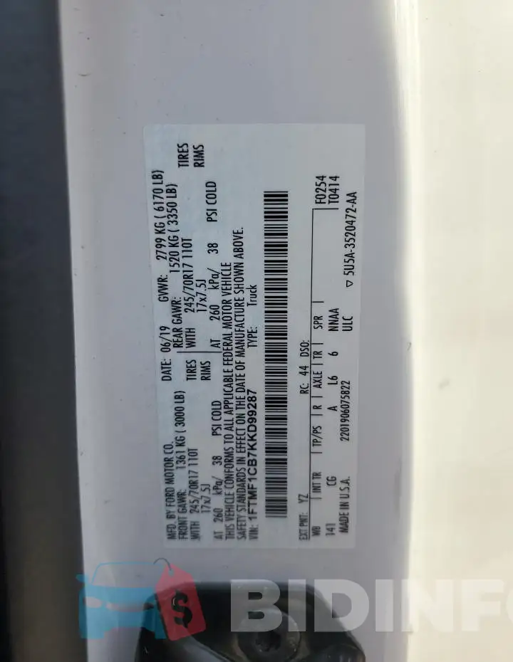 1FTMF1CB7KKD99287 Photo# 12