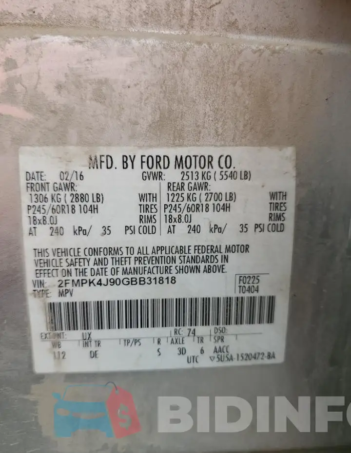 2FMPK4J90GBB31818 Photo# 14