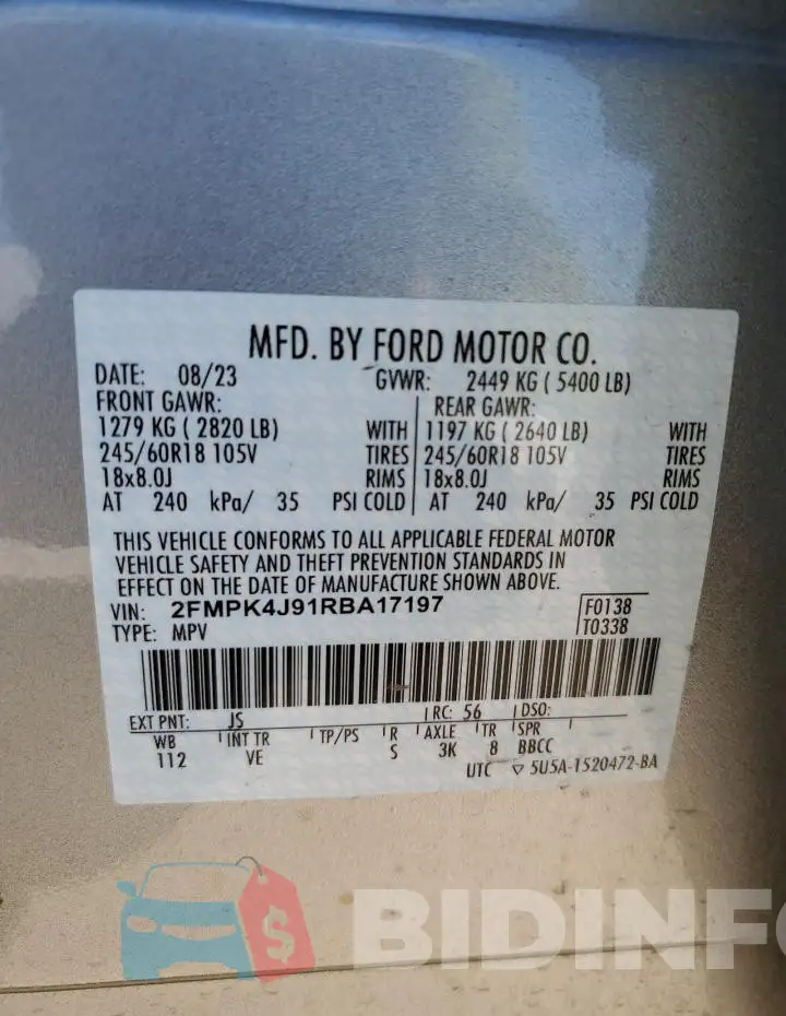 2FMPK4J91RBA17197 Photo# 13