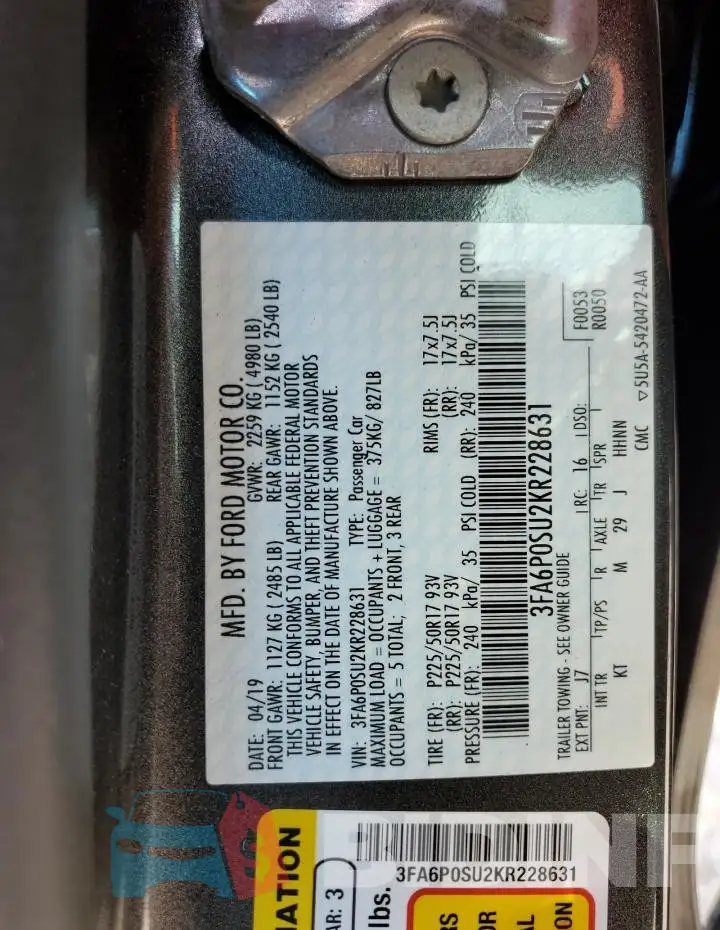 3FA6P0SU2KR228631 Photo# 12