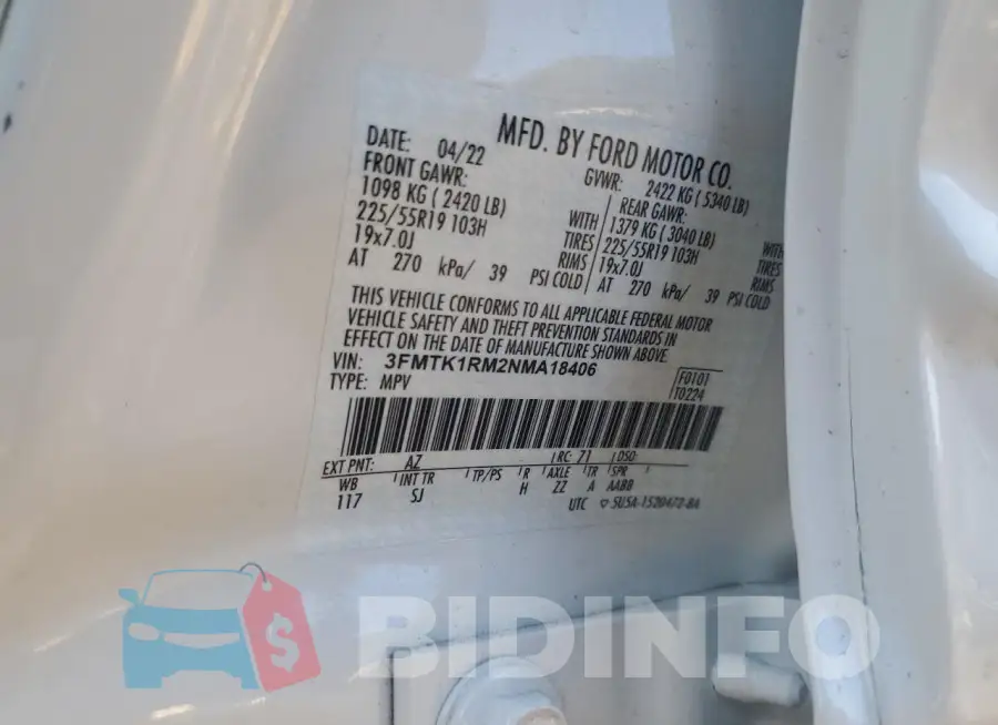 3FMTK1RM2NMA18406 Photo# 13