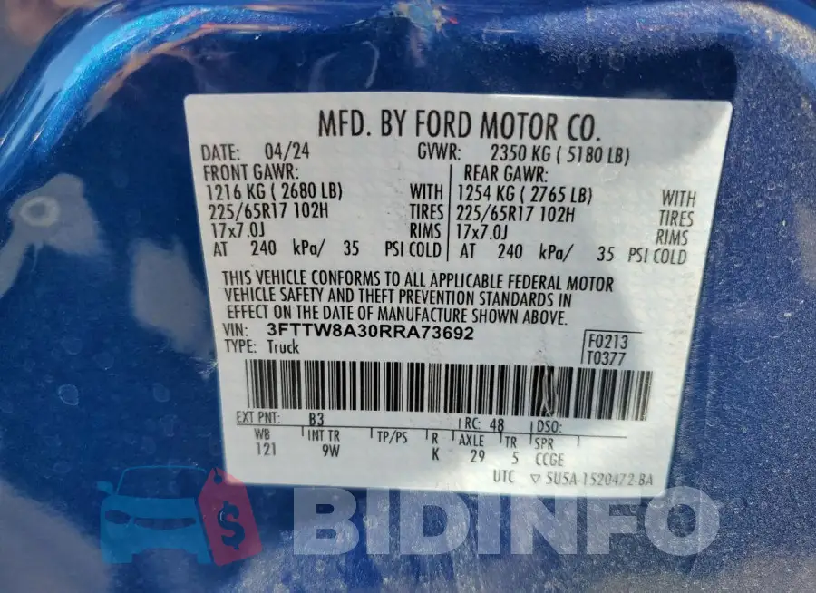 3FTTW8A30RRA73692 Photo# 12