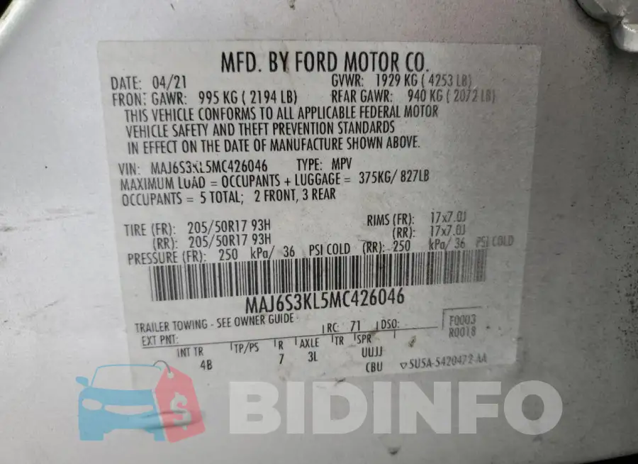 MAJ6S3KL5MC426046 Photo# 13
