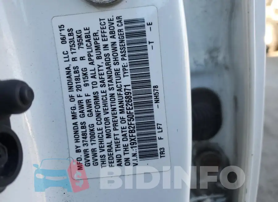 19XFB2F50FE268971 Photo# 12