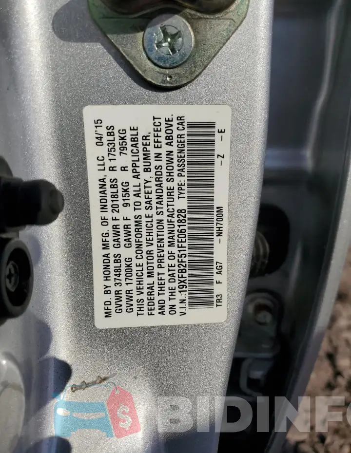 19XFB2F51FE061828 Photo# 12
