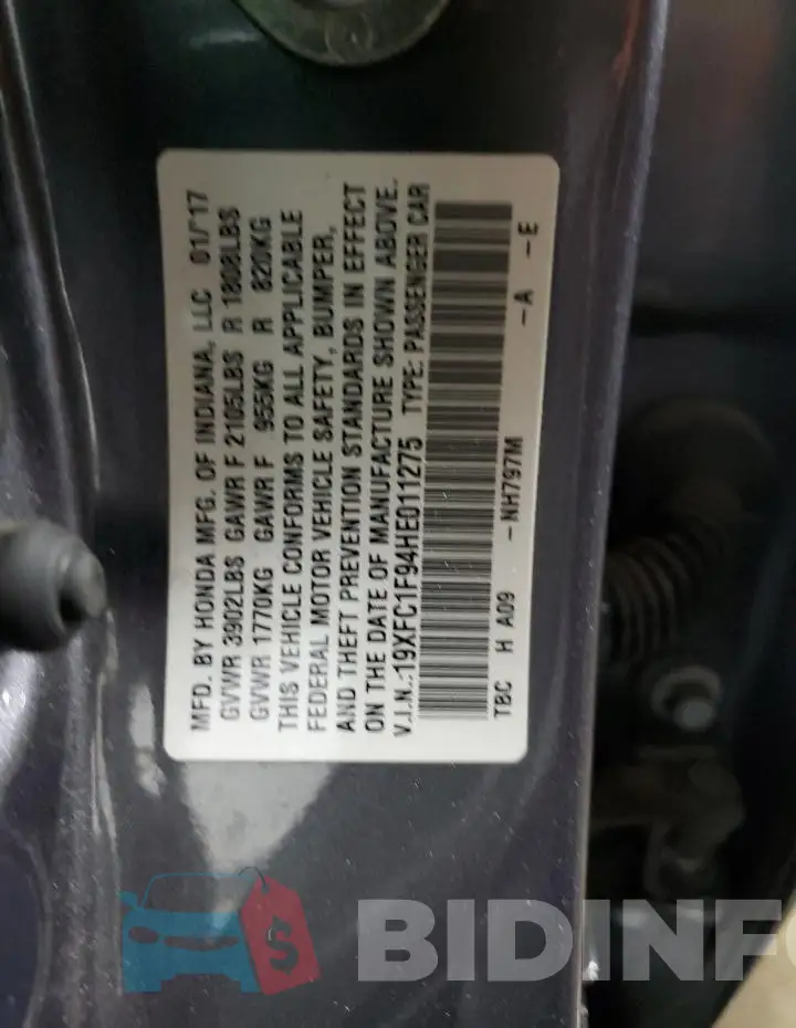 19XFC1F94HE011275 Photo# 12