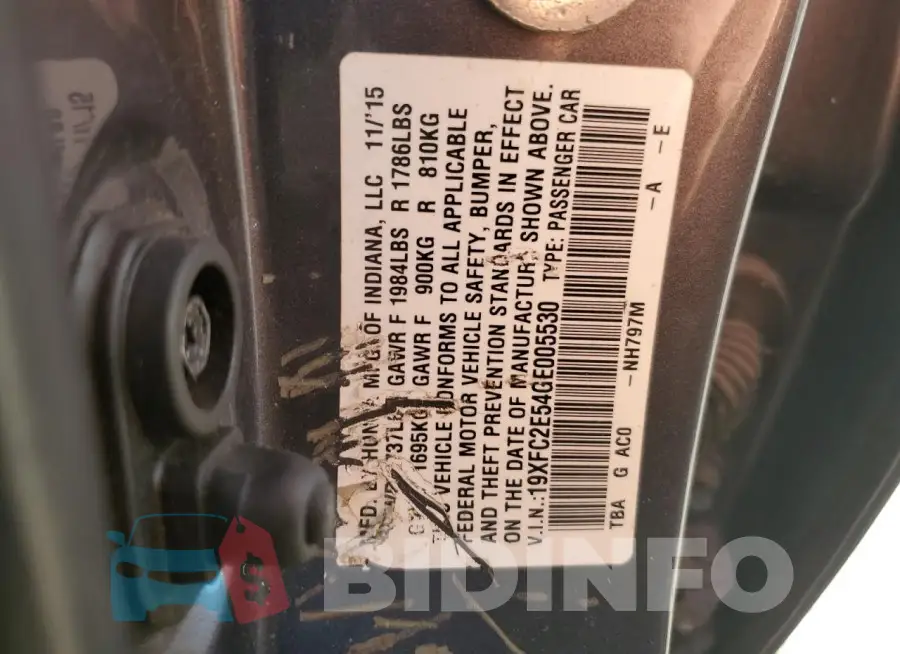 19XFC2E54GE005530 Photo# 12
