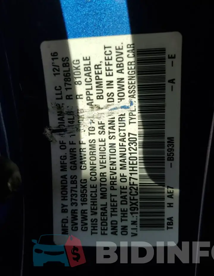 19XFC2F71HE012307 Photo# 12