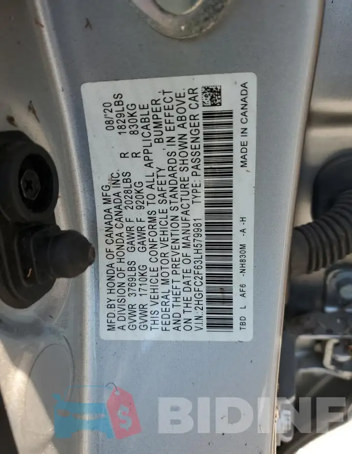 2HGFC2F63LH579981 Photo# 12