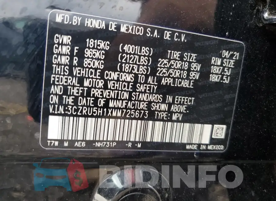 3CZRU5H1XMM725673 Photo# 14