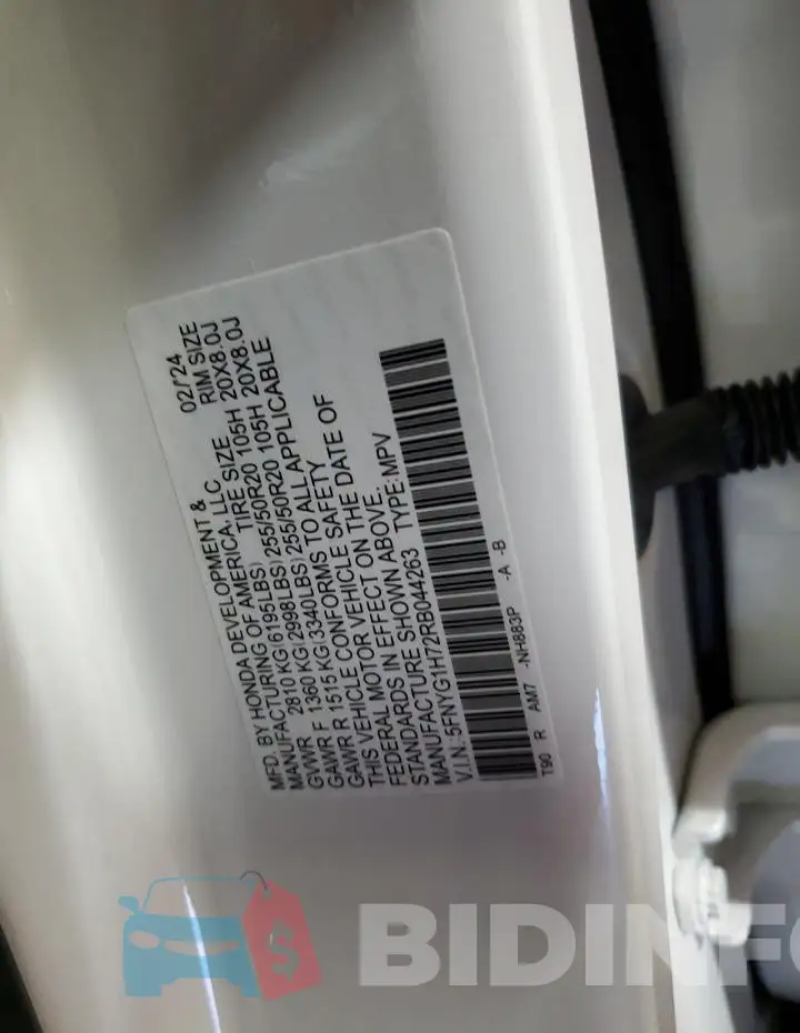 5FNYG1H72RB044263 Photo# 14