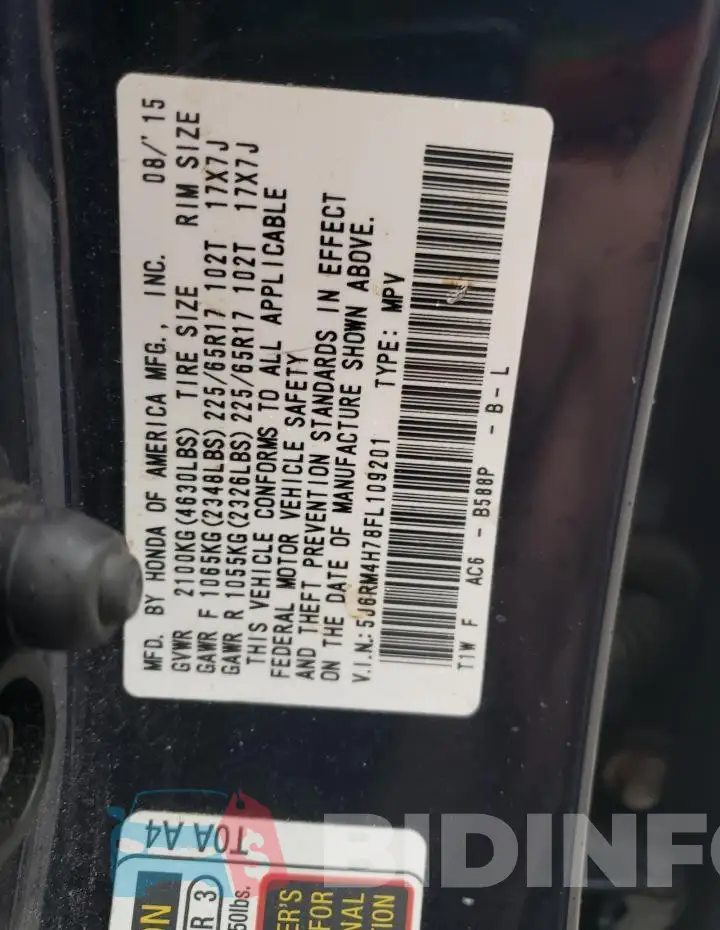 5J6RM4H78FL109201 Photo# 14