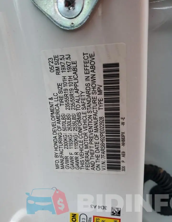 7FARS6H92PE022928 Photo# 12