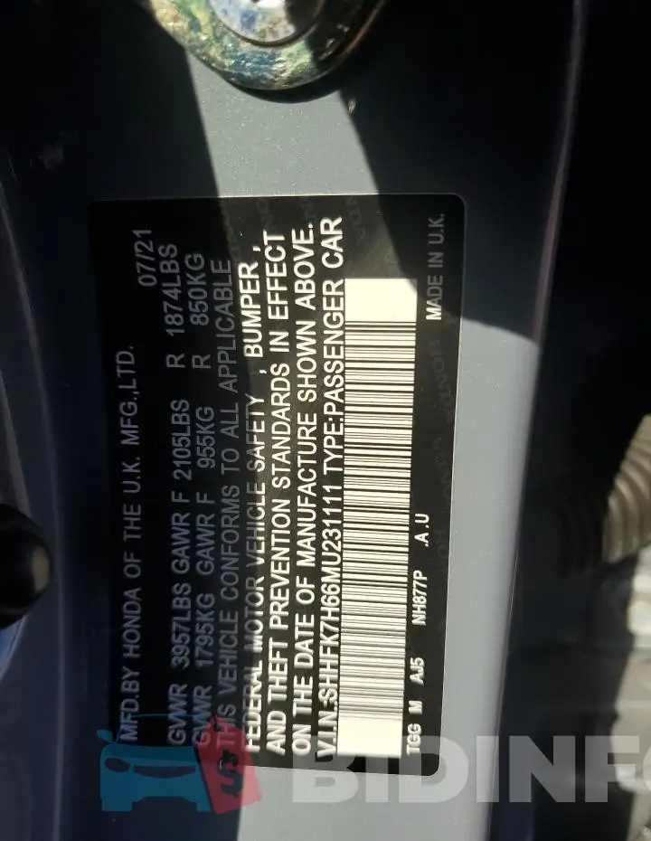 SHHFK7H66MU231111 Photo# 12