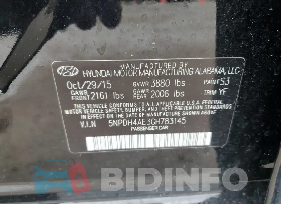 5NPDH4AE3GH783145 Photo# 13