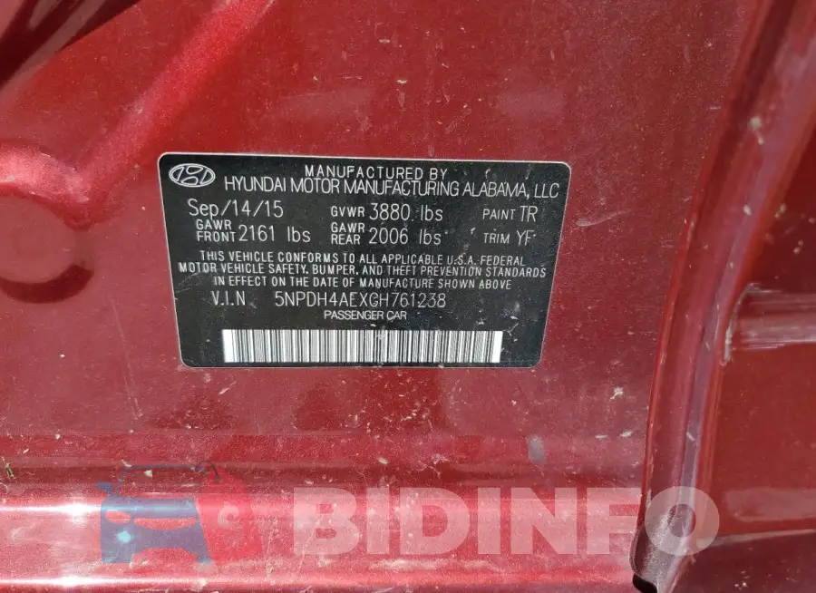 5NPDH4AEXGH761238 Photo# 12
