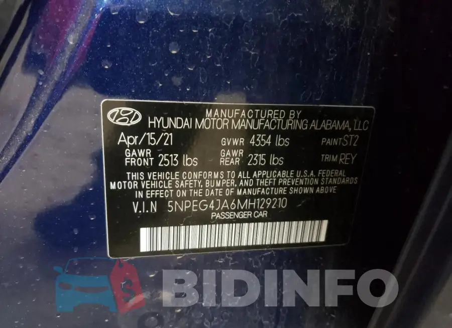 5NPEG4JA6MH129210 Photo# 12